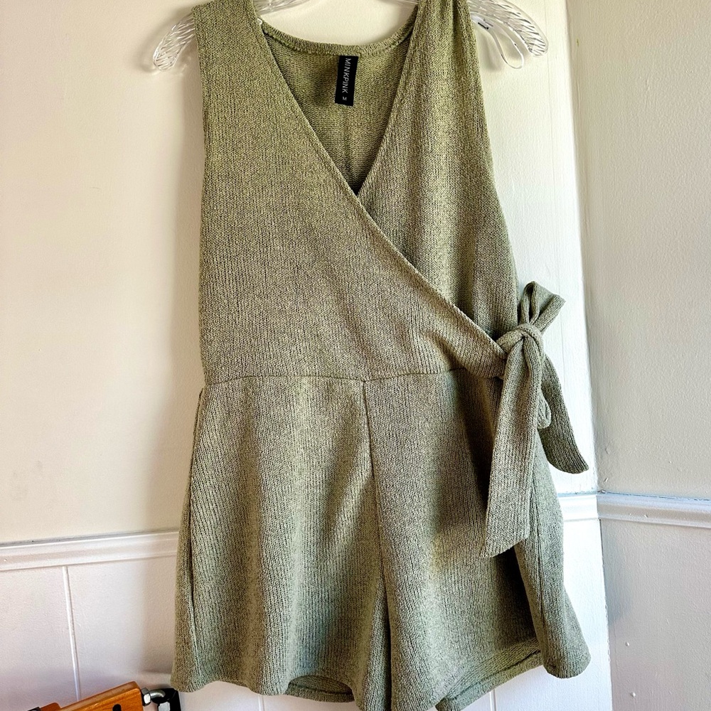 MinkPink Malika Wrap Romper Playsuit Sage Medium Women’s